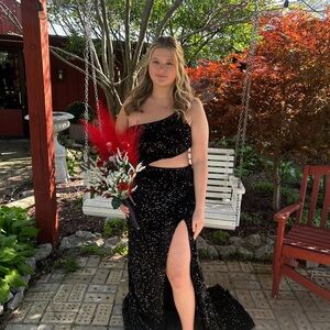 Alyce Paris Black Sequin Prom Dress